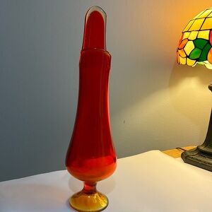Vtg. Fenton Glass Vase Fire red